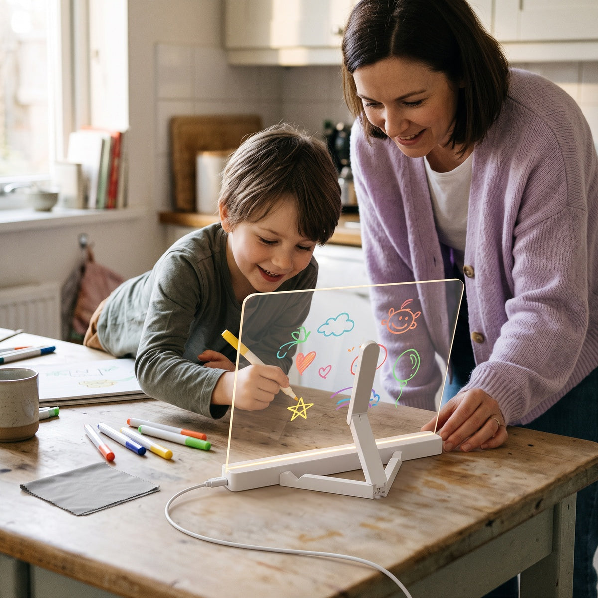 Parent And Child Drawing Together