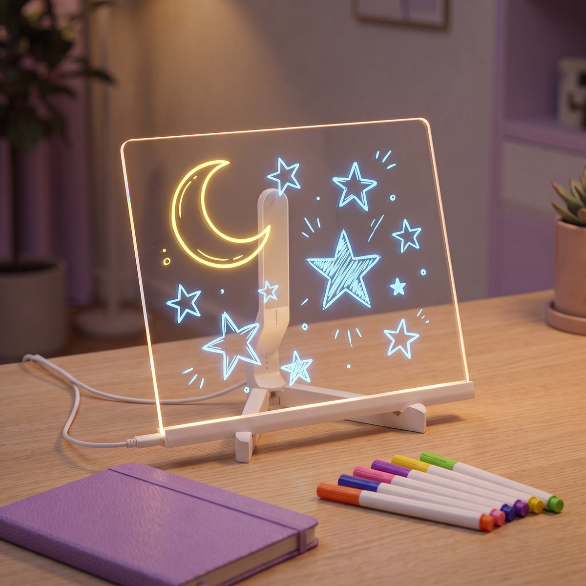 A glowing sketch beside a cosy reading corner